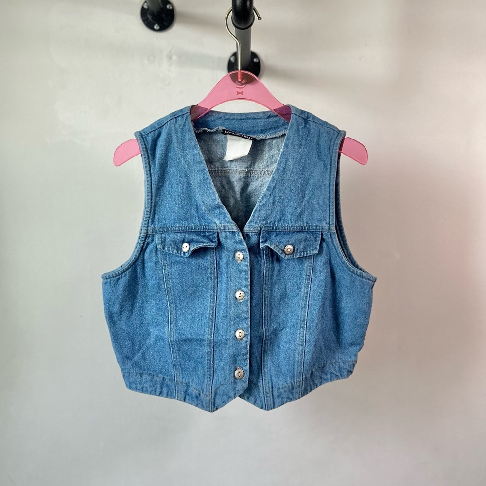Vintage late 80s My Michelle blue denim button up vest